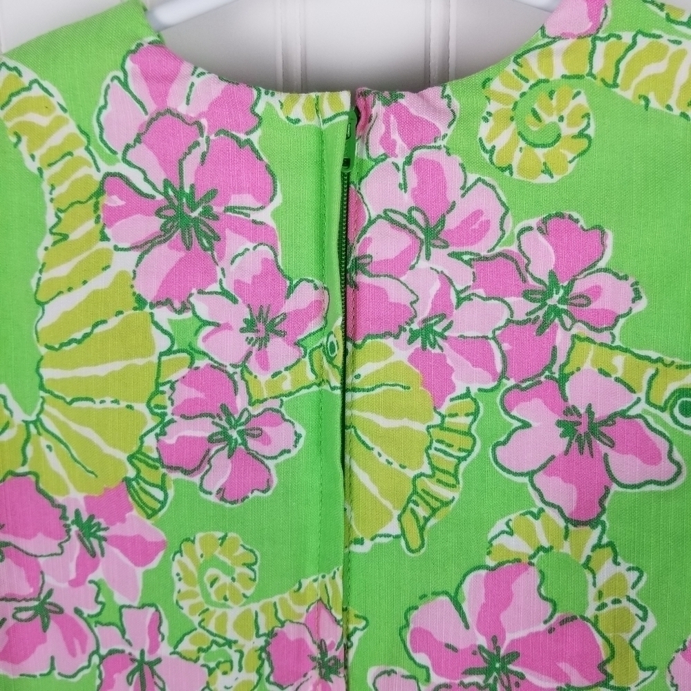 Lilly Pulitzer Limeade Floaters Seahorse Dress Girls Size 3 Tropical Pink Green - Picture 5 of 11